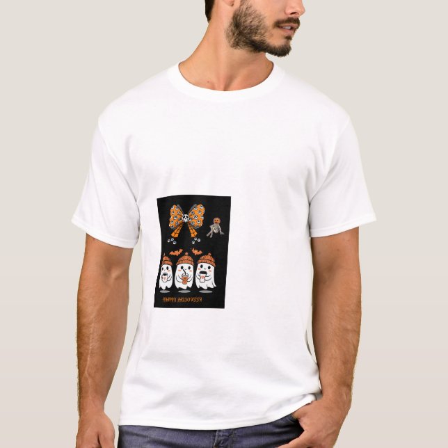 Camiseta Happy Halloween – fantômes café mignons (Frente)