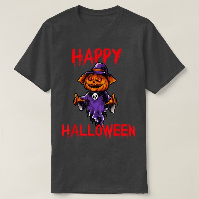 Camiseta Happy Halloween Ghost Jack O Lantern Pumpkin Scary (Frente do Design)