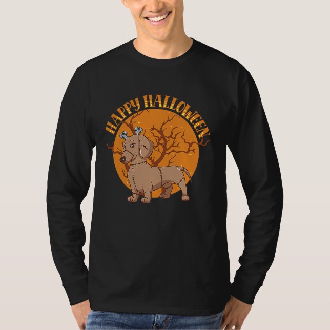 Camiseta Happy Halloween Monster Dachshund  Dog Animal (Frente)