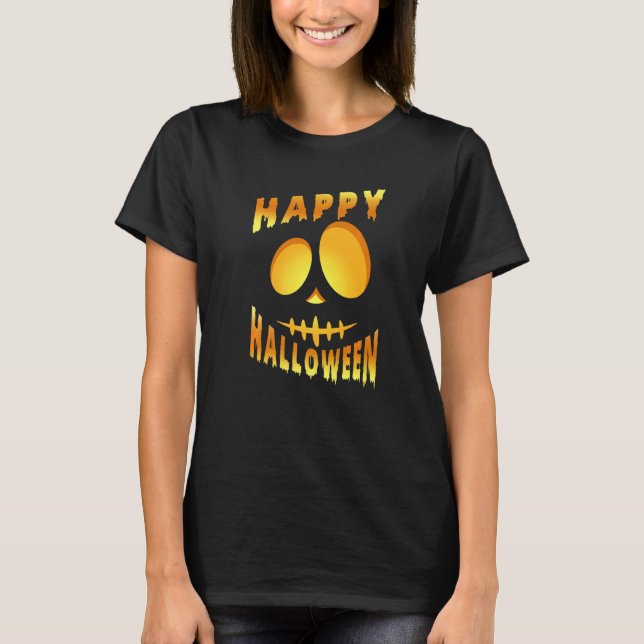 Camiseta Happy Halloween Pumpkin Scary Face (Frente)