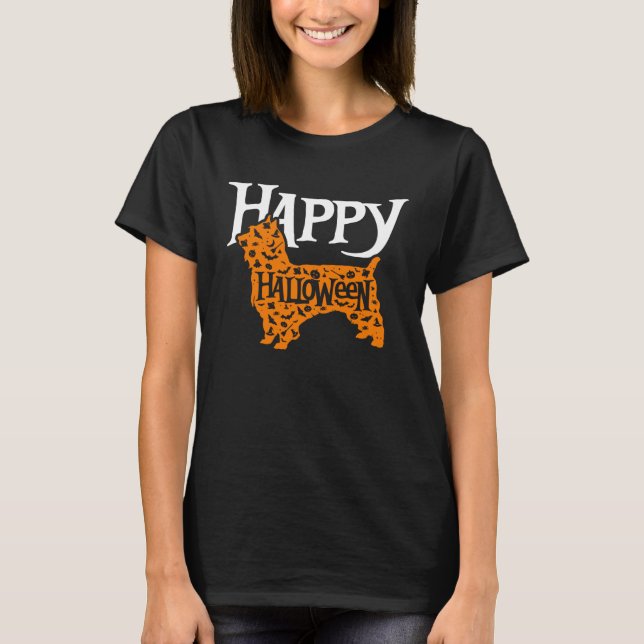Camiseta Happy Halloween Silky Terrier (Frente)