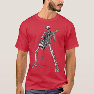 Camiseta Happy Halloween Skeleton Guitar Guy Spooky Rock Ba