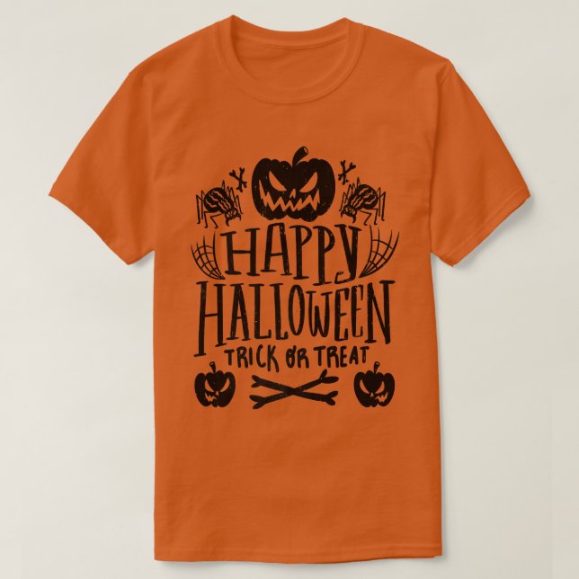 Camiseta Happy Halloween Trick Or Treat Jack O Lanterns Spi (Frente do Design)