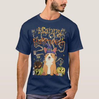 Camiseta Happy Halloween Witch Corgi Cats Pumpkin Cute Jack
