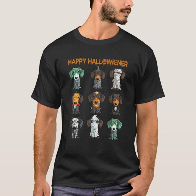 Camiseta Happy Halloweiner Weiner Dia de as Bruxas engraçad (Frente)