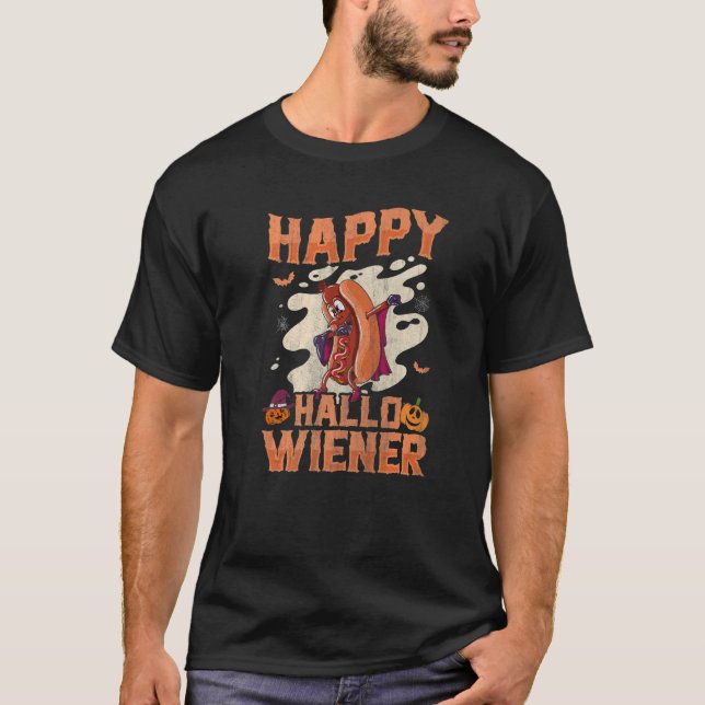 Camiseta Happy Hallowiener Wiener in Dracula Costume  Wiene (Frente)