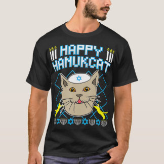 Camiseta Happy Hanukcat  Jewish Cat Ugly Christmas Sweater 