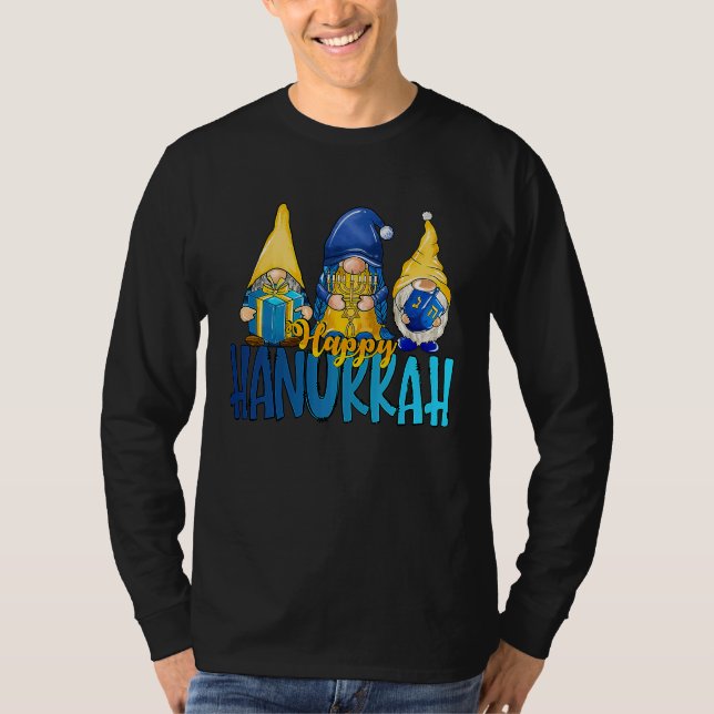 Camiseta Happy Hanukkah 2022 Gnome Menorah Dreidel Ugly Chr (Frente)