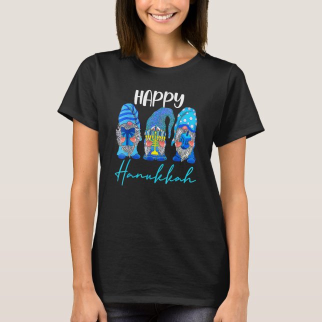 Camiseta Happy Hanukkah Gnomes Menorah Dreidel Jewish Holid (Frente)