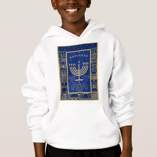 Camiseta Happy Hanukkah Gold Menorah Jewish Holiday (Frente)