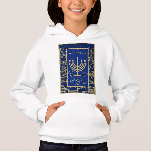Camiseta Happy Hanukkah Gold Menorah Jewish Holiday (Frente)
