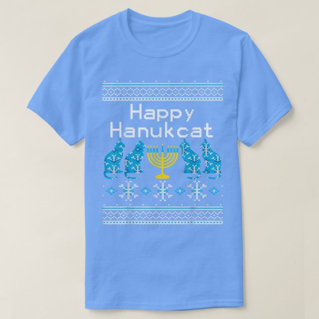 Camiseta Happy Hanukkah Hanukcat Cat Lover  (Frente do Design)