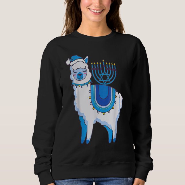 Camiseta Happy Hanukkah Llamakkah Llama Menorah Alpaca Jewi (Frente)