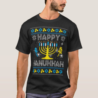 Camiseta Happy Hanukkah Menorah Dreidel Ugly Chanukah Kids 
