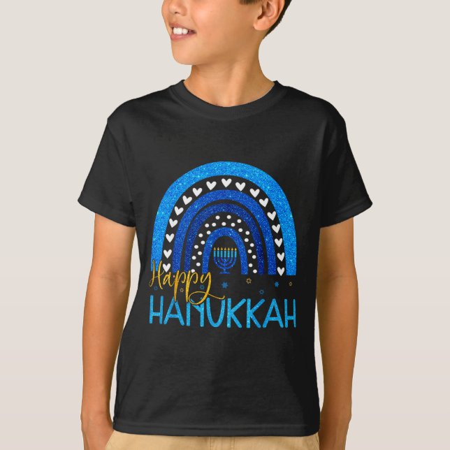 Camiseta Happy Hanukkah Menorah Rainbow Jewish Gift Women K (Frente)