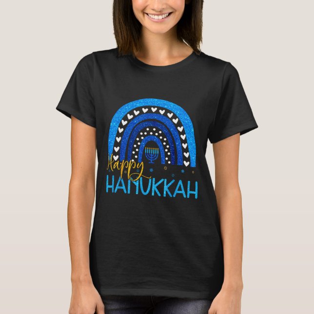 Camiseta Happy Hanukkah Menorah Rainbow Jewish Gift Women K (Frente)