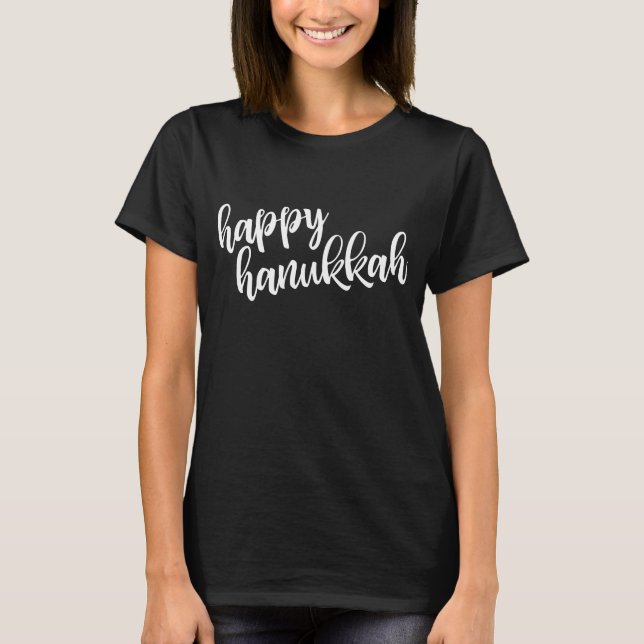 Camiseta Happy Hanukkah | Tipografia de Script Moderno (Frente)