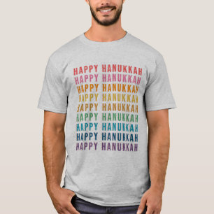 Camiseta Happy Hanukkah   Tipografia simples das cores do a