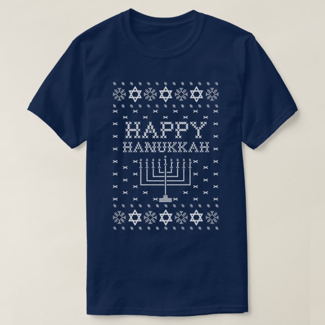 Camiseta Happy Hanukkah Ugly Sweater (Frente do Design)