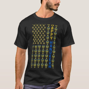 Camiseta Happy HANUKKAH USA flag com Menorahs, judeu Holid