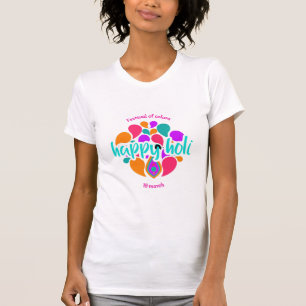 Camiseta Happy Holi T Shirt Para Mulheres Meninas Cor Índia