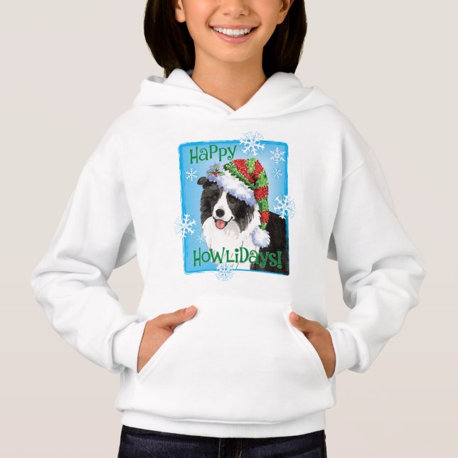 Camiseta Happy Howlidays Border Collie (Frente)
