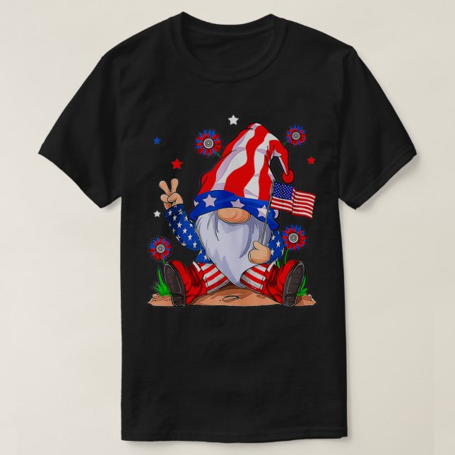 Camiseta Happy Independence Day 4th Of July Gnome american  (Frente do Design)