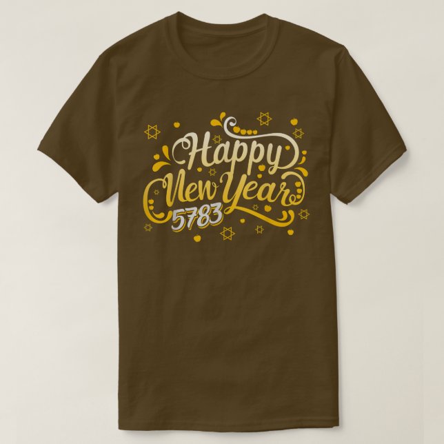 Camiseta Happy Jewish New Year 5783 Rosh Hashanah 2022 Jewi (Frente do Design)