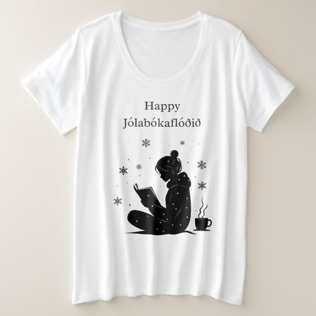 Camiseta Happy Jolabokaflod - Presente de Inundação do Livr (Frente do Design)