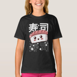 Camiseta Happy Kawaii Sushi - Comida japonesa Dom T-Shi