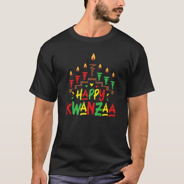 Camiseta Happy Kwanzaa Candles African Black Culture Afro w (Frente)