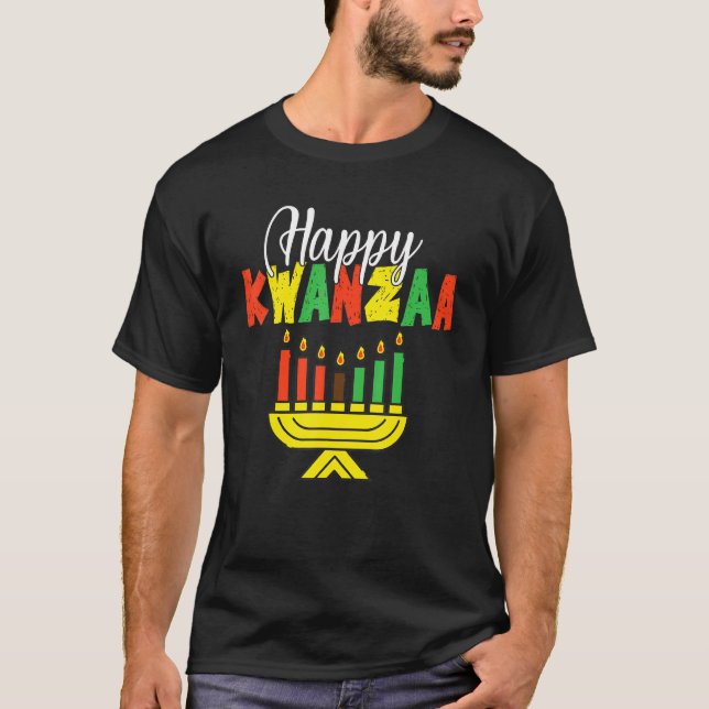 Camiseta Happy Kwanzaa Candles African Black Culture Afro w (Frente)