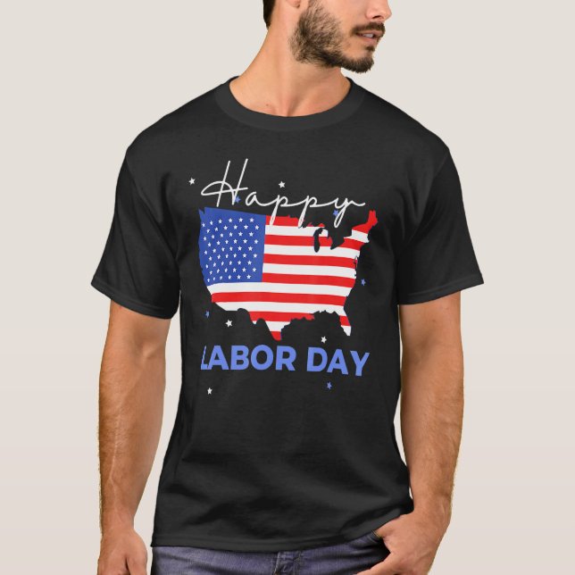 Camiseta Happy Labor Day Cool US Flag (Frente)