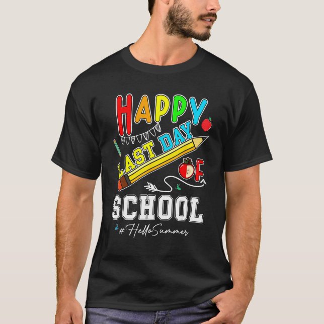 Camiseta Happy Last Day Of School Hello Summer Teacher Stud (Frente)