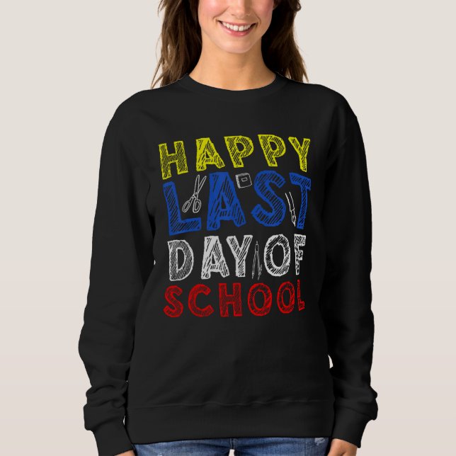 Camiseta Happy Last Day of School Kids Teacher Student Grad (Frente)