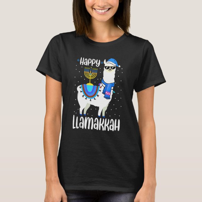 Camiseta Happy Llamakkah Cute Jewish Llama Sunglasses Hanuk (Frente)