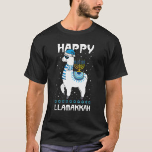 Camiseta Happy Llamakkah Cute Judeu Llama Sunglass Hanuk