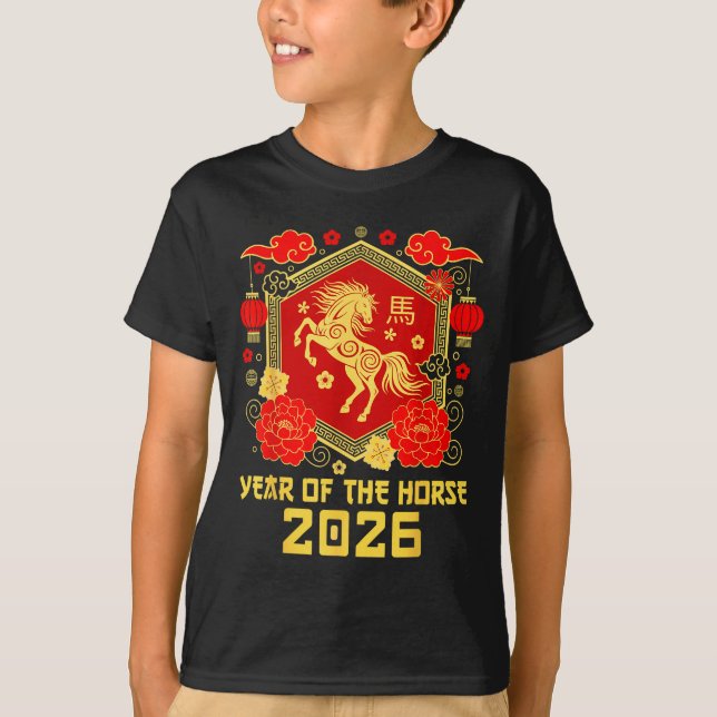 Camiseta Happy Lunar Chinese New Year Of The Horse 2026 Zod (Frente)