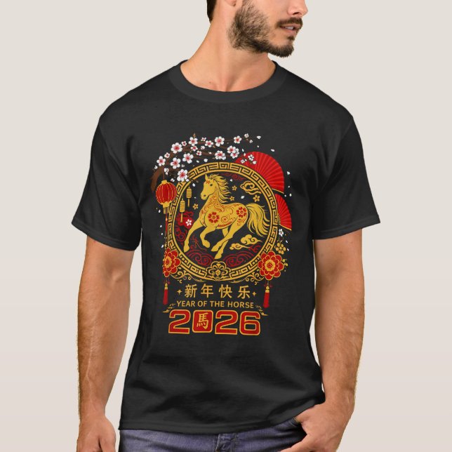 Camiseta Happy Lunar Chinese New Year Of The Horse 2026 Zod (Frente)