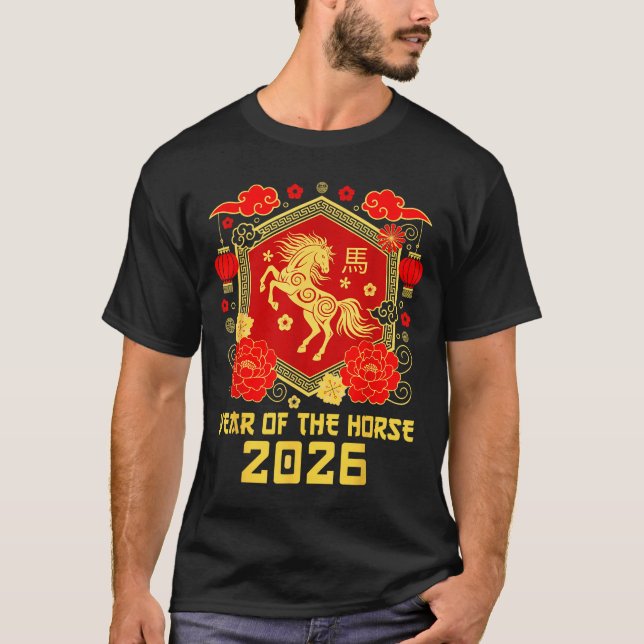 Camiseta Happy Lunar Chinese New Year Of The Horse 2026 Zod (Frente)