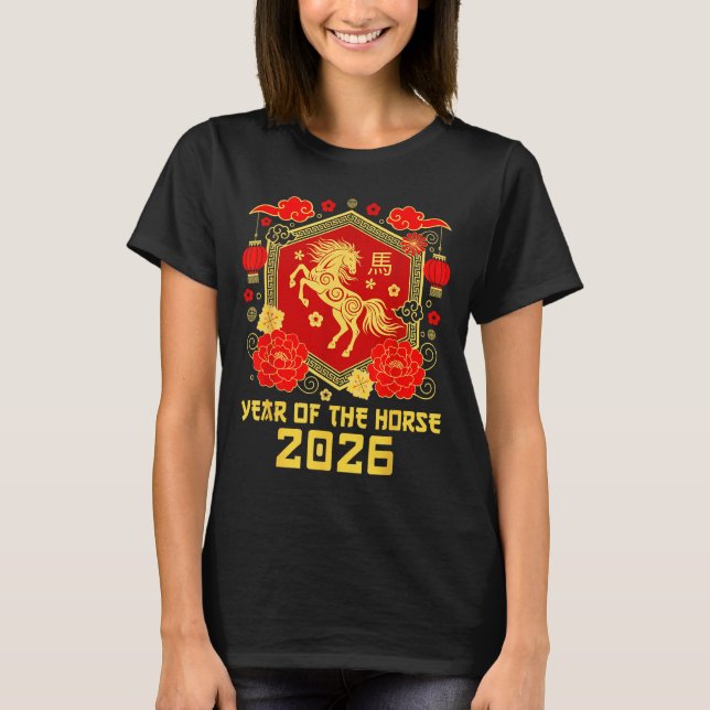 Camiseta Happy Lunar Chinese New Year Of The Horse 2026 Zod (Frente)