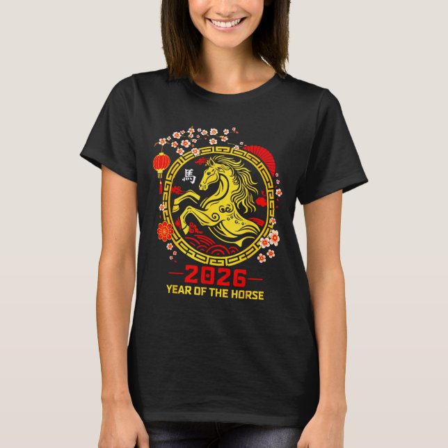 Camiseta Happy Lunar Chinese New Year Of The Horse 2026 Zod (Frente)