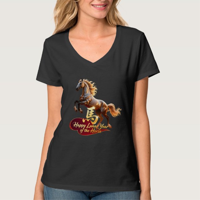 Camiseta Happy Lunar New Year Majestic Golden Horse  (Frente)