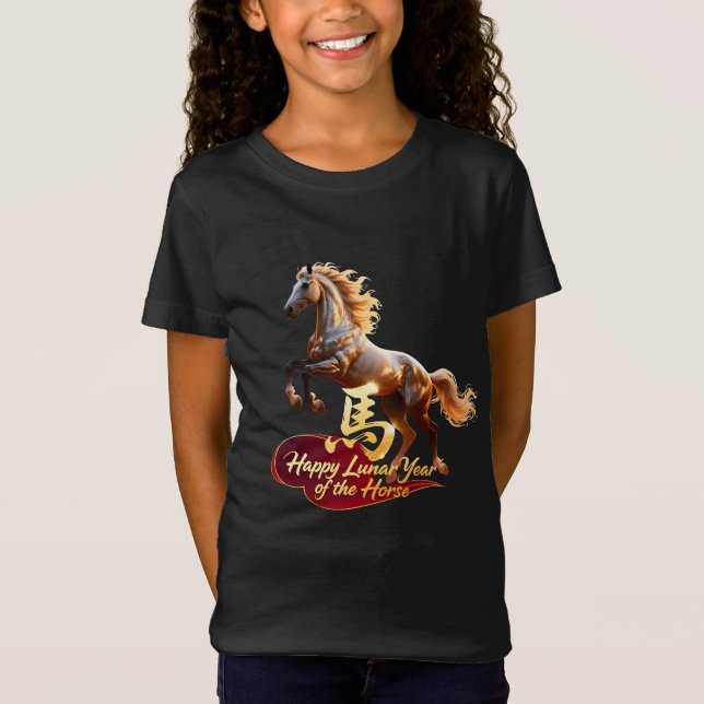 Camiseta Happy Lunar New Year Majestic Golden Horse  (Frente)