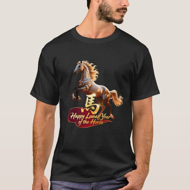 Camiseta Happy Lunar New Year Majestic Golden Horse  (Frente)