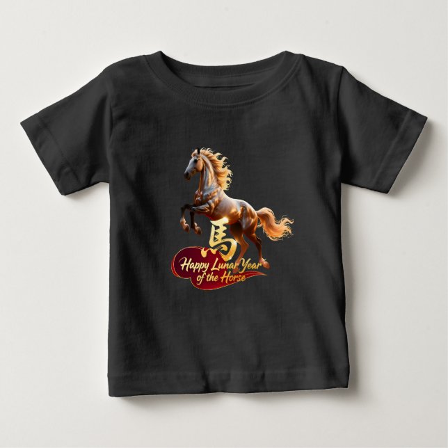 Camiseta Happy Lunar New Year Majestic Golden Horse  (Frente)