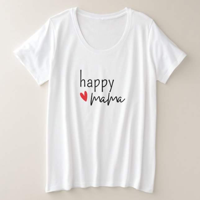 Camiseta Happy Mama Minimal Heart Design (Frente do Design)