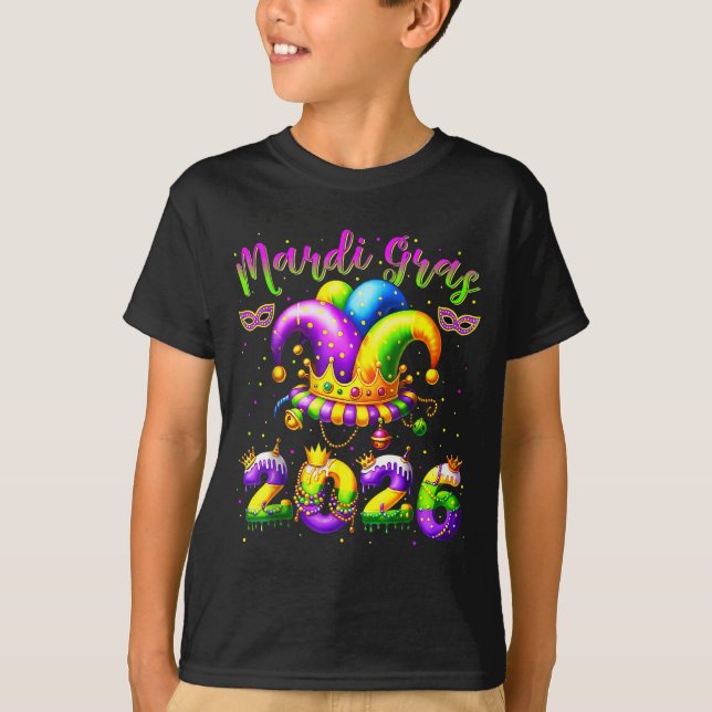 Camiseta Happy Mardi Gras 2026 Jester Hat New Orleans Men W (Frente)