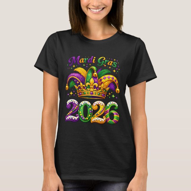 Camiseta Happy Mardi Gras 2026 Jester Hat New Orleans Men W (Frente)