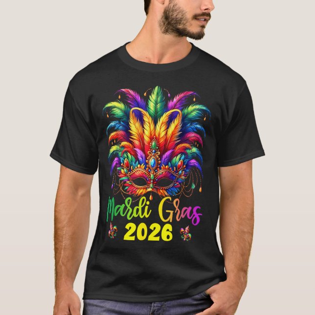 Camiseta Happy Mardi Gras 2026 Jester Hat New Orleans Men W (Frente)
